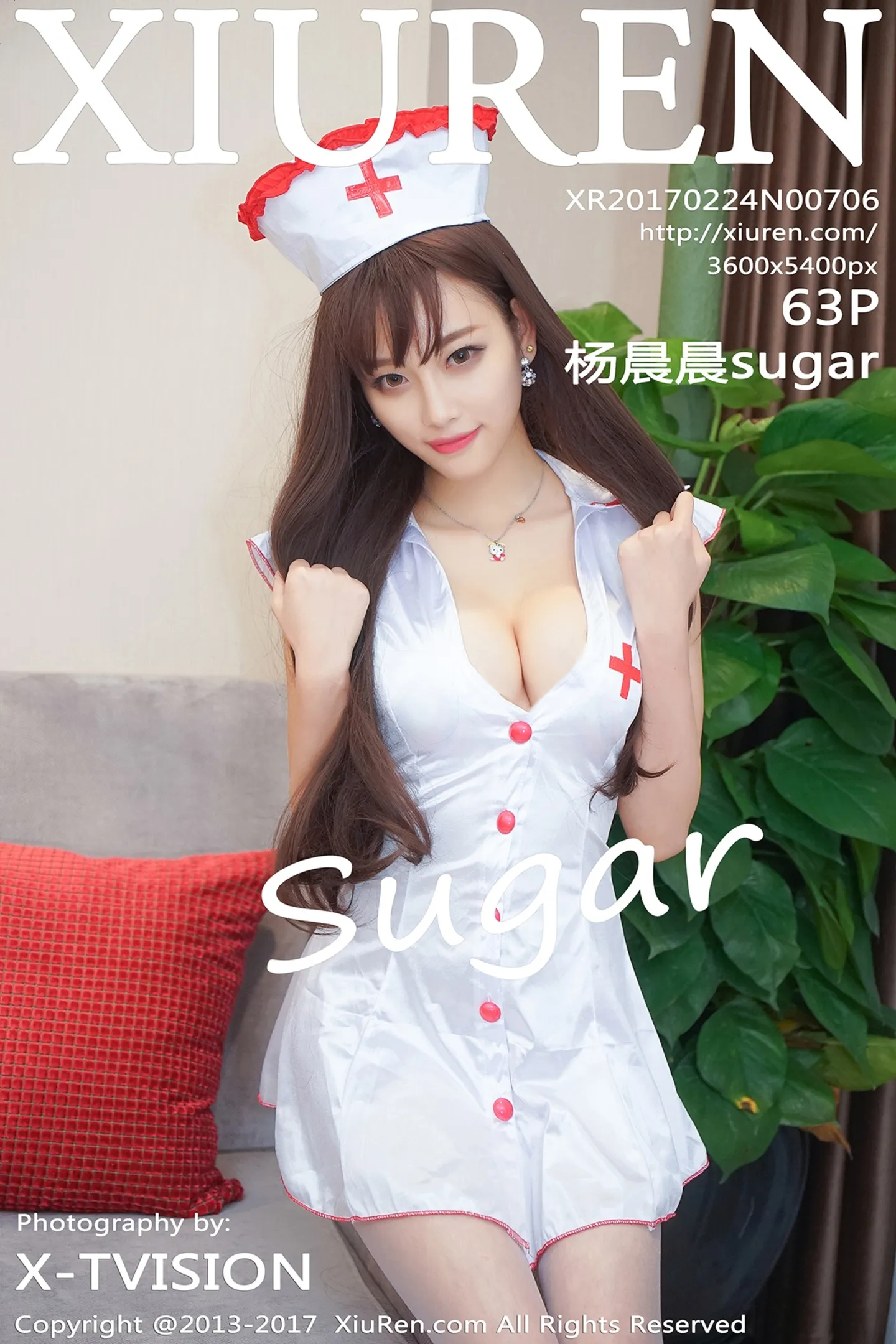 [XiuRen秀人网]No.706_甜美女神杨晨晨sugar粉红吊带连身裙秀雪嫩肌肤完美性感写真63P-秀人网 - XiuRen.Pro